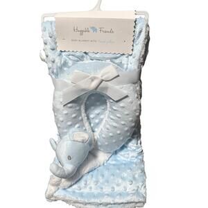 Huggable Friends Baby Boy Blanket & Travel Pillow NWT‎ Elephant Minky Soft Blue